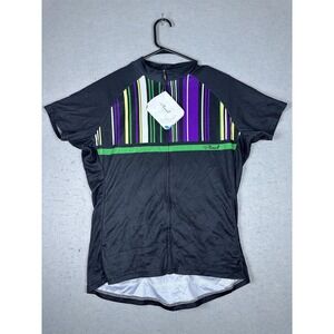 Primal Cycling Jersey Womens XL Stripe Short‎ Sleeve Bike Shirt